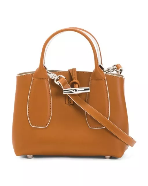 NWT Longchamp Paris Roseau Top Handle Bag Small Handbag Cognac Brown Crossbody