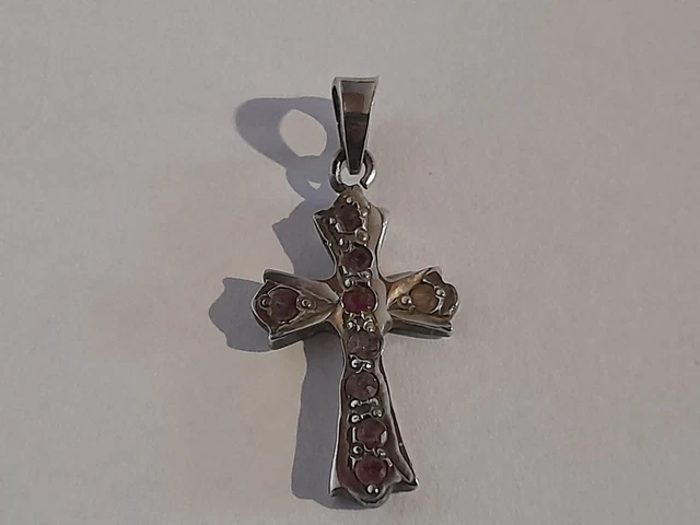 Pendentif Ancien En Argent Massif 925 Croix - Bijou Vintage à Porter Au Quotidien