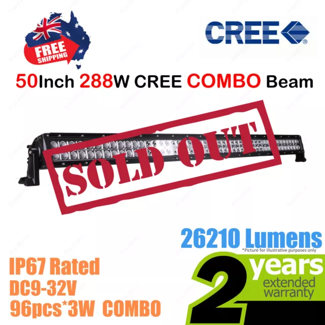 50inch 288W CREE LED Light Bar Work COMBO Beam Truck ATV SUV 4WD Car 12V