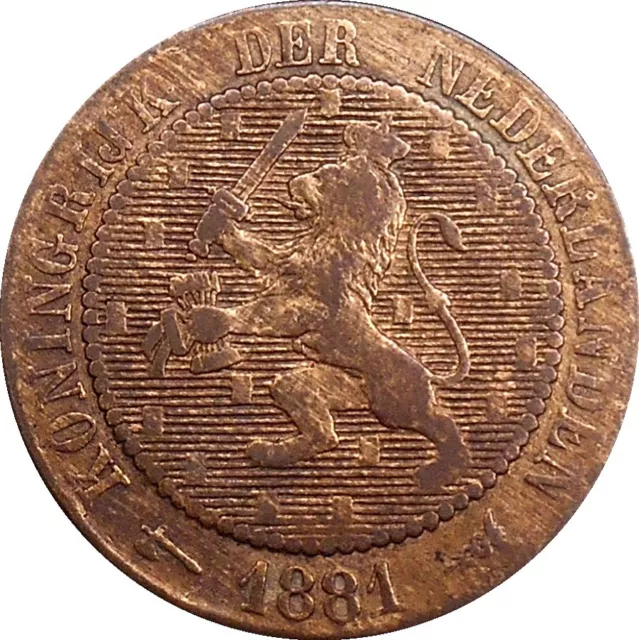Netherlands Nederland 2 1/2 cent 1881 KM#108 Willem III (2510)