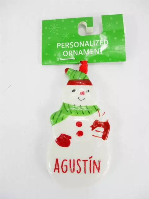AGUSTIN PERSONALIZED NAME Holiday Ornament Snowman Xmas Target Ganz 3 ...