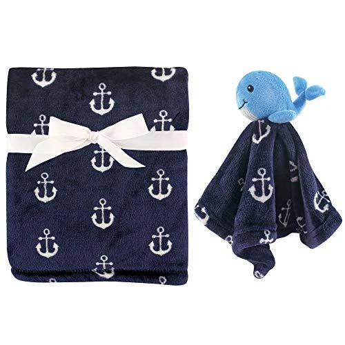Hudson Baby Unisex Plush Blanket with Security Blanket, One Size, Whale
