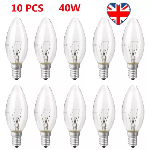 10Pack Screw In E14 SES Candle Light Bulbs Clear Small Edison 40W Lamp UK NEW