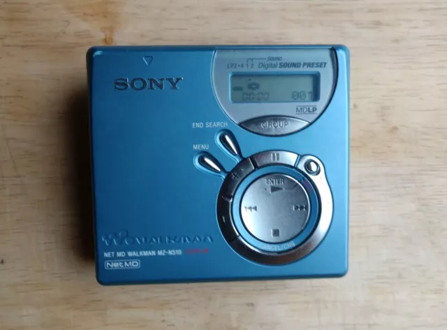 Sony Minidisc Walkman MZ-N510 Typ-S MD Player Recorder Blau