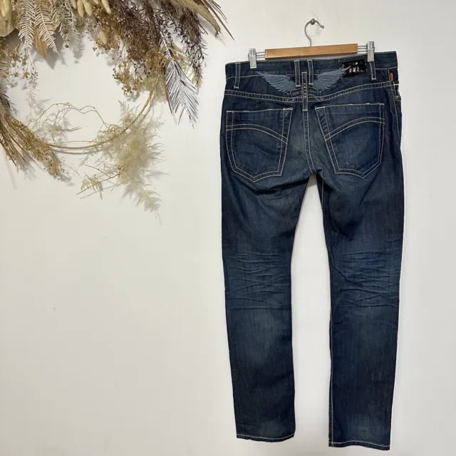 Robin’s Jeans Men’s Designer Jeans Blue Denim Wings Usa Made Size 33 W 35 L