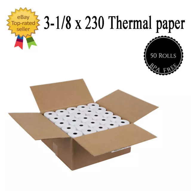 50 Rolls 3 1/8 " x 230' Thermal Paper Receipt POS Cash Register Print 230 Feet