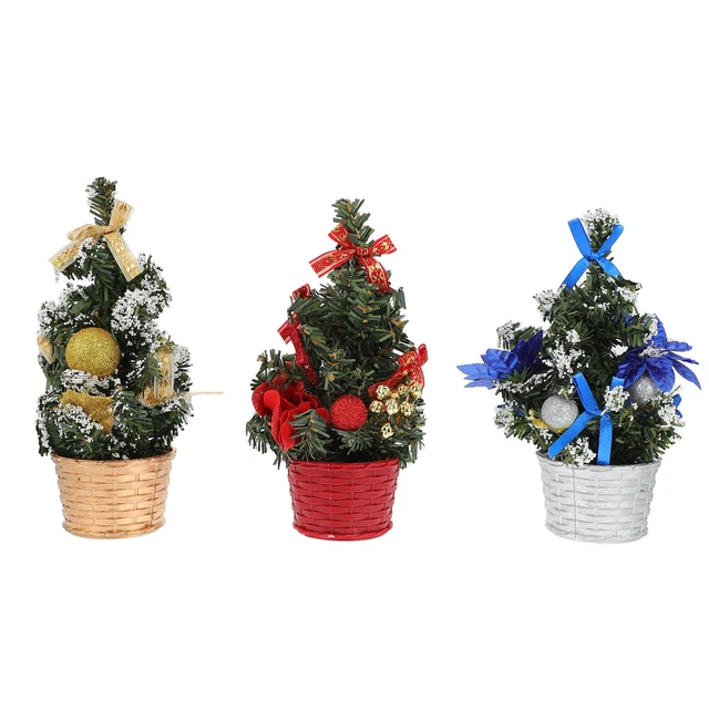 3 Pcs Micro Landscape Xmas Tree Decorations Pvc Tabletop Christmas Tree