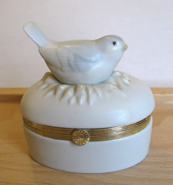 Vintage 1985 Porcelain Fitz and Floyd nesting Blue Bird Trinket Box FF Japan