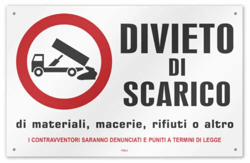 Cartelli 30x20 cm DIVIETO DI SCARICO E DIVIETO DI CACCIA mod. 45