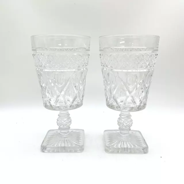 2 Imperial Glass Cape Cod Clear 6-3/8" Water Goblets Iced Tea Wine Ohio Vintage