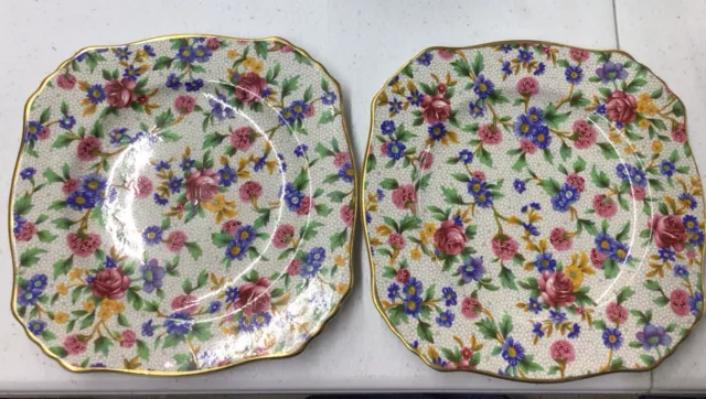 Vintage Chintz Royal Winton Grimwades Old Cottage Square Plate 6" **