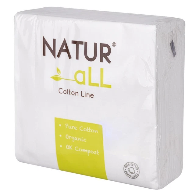 NaturAll 100% Cotton Organic Biogradable Eco Table Napkins 40x40cm Pack of 50