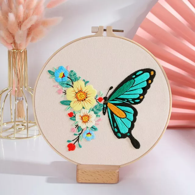 Embroidery Kit Set for Beginners Butterfly Design Step by Step Instructions