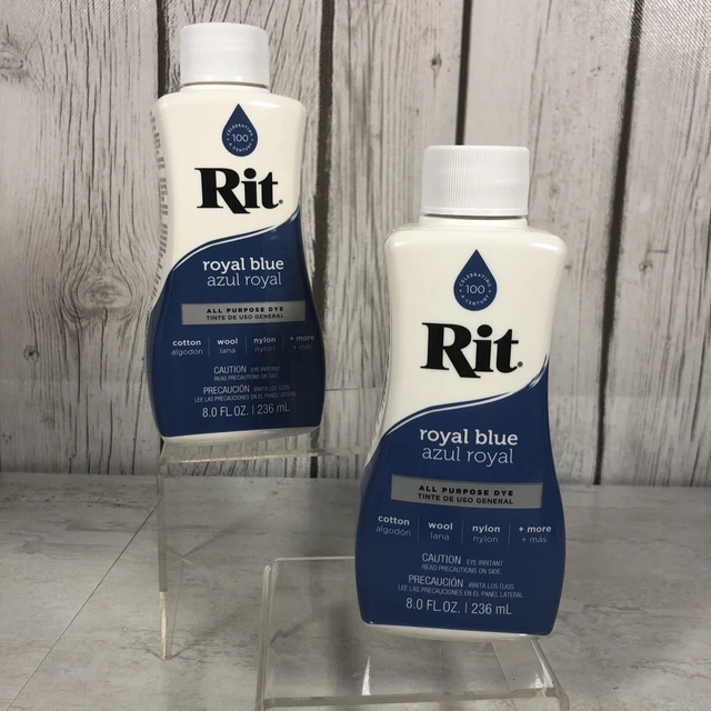2 Rit Liquid Dye All Purpose 8 Ounce Fabrics Wood Crafts Paper 88290, Royal Blue