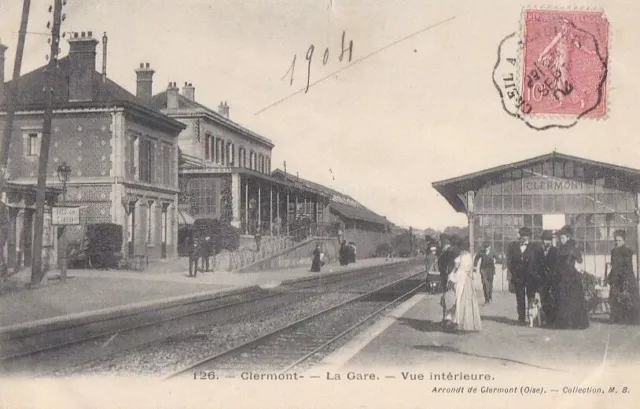 CPA 60 Picardie OISE - CLERMONT La Gare Vue intérieure 1904 Animée