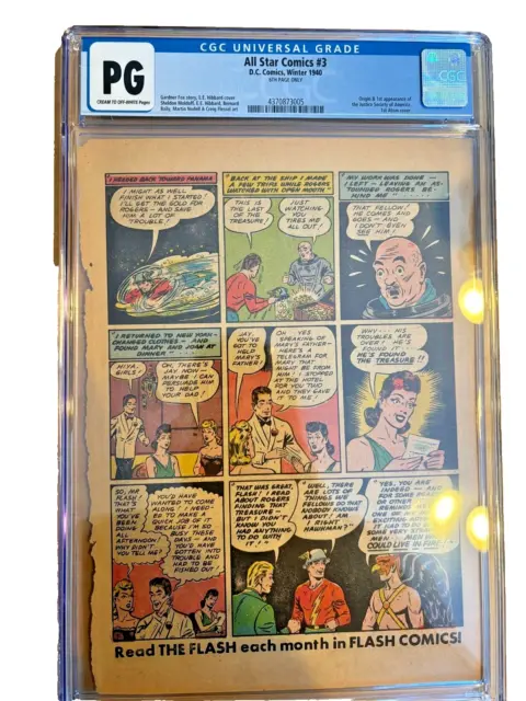 All Star Comics #3 1st JSA (Page 6 Only) PG NG CGC (Flash, Hawkman)