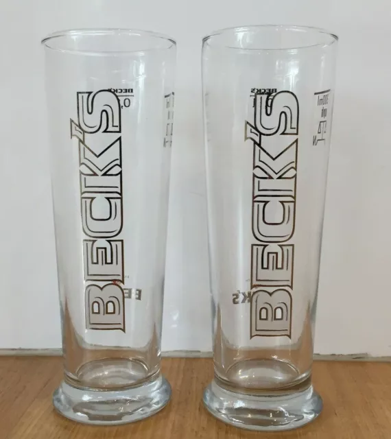 2 X Rare Collectable Becks 300Ml Beer Glasses In Great Used Condition