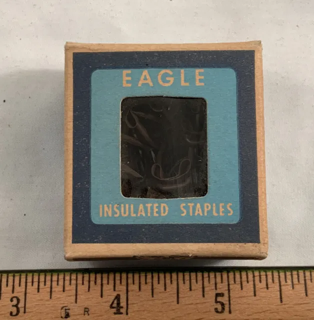 Vintage 40-PK STEEL Bell Wire INSULATED STAPLES Brown No 5 EAGLE NOS Cat # 264