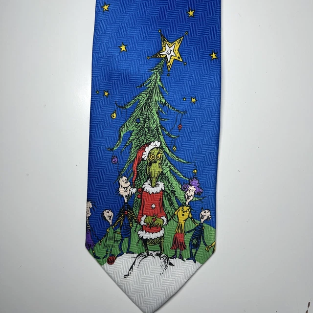 Dr. Seuss The Grinch Christmas Mens Neck Tie 3.75” X 58.5” - Welcome Christmas