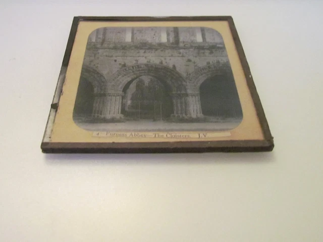 Glass Magic Lantern Slide FURNESS ABBEY - THE CLOISTERS C1900 CUMBRIA ENGLAND 2