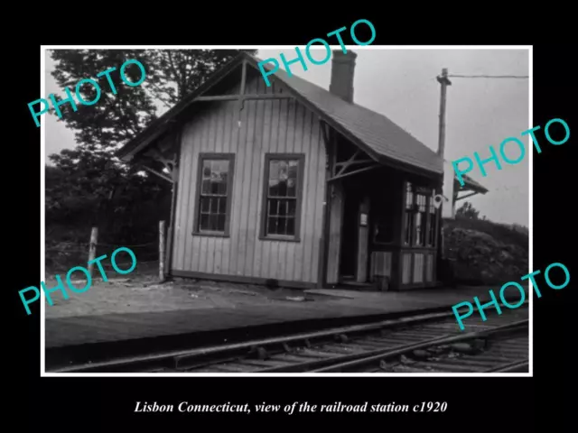 OLD LARGE HISTORIC PHOTO OF LISBON CONNECTICUT THE RAILROAD STATION c1920