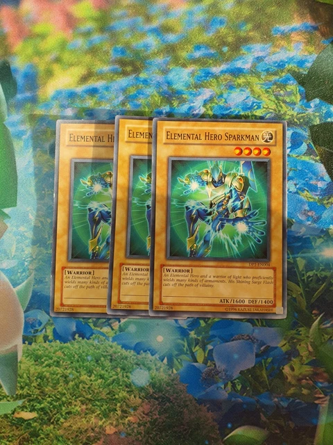 3x Elemental Hero Sparkman DP1-EN004 Unlimited Common YuGiOh Card Light Play