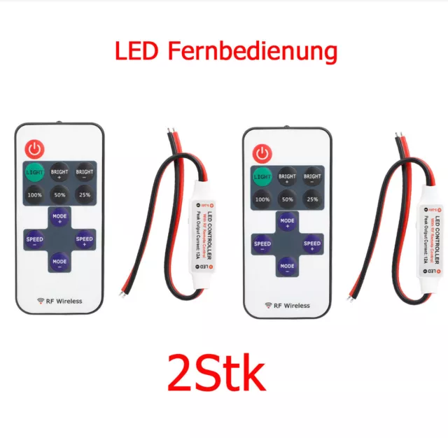 2X Mini LED Funk-Controller, Dimmer/Schalter mit Fernbedienung, 12-24V, max 72W！