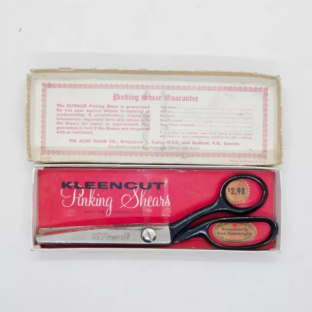 Vintage KLEENCUT Pinking Shears Scissors No. 180 in Original Box 1960s