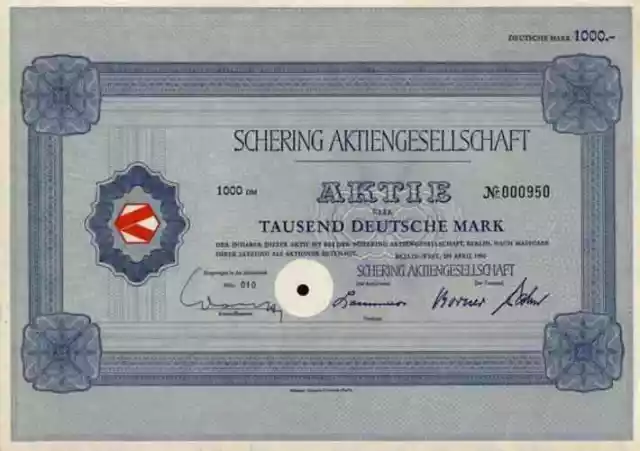 SCHERING AG Dax Berlin Bergkamen 1952 Merck Bayer 1000 DM Oberschlesien Kokswerk