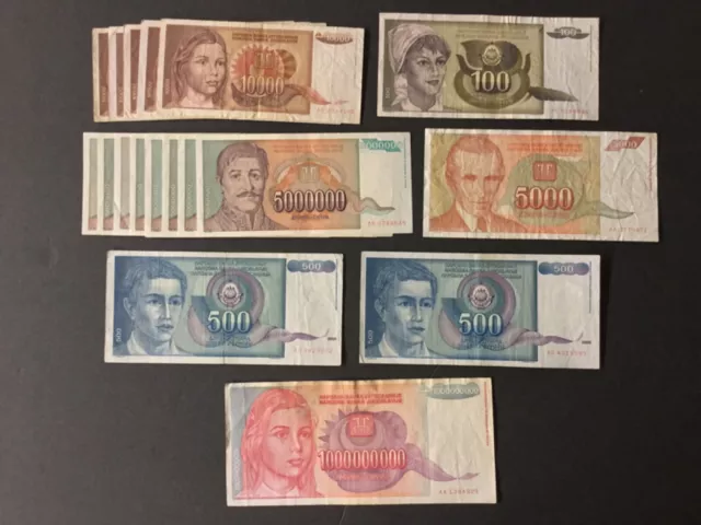 Lot Of 18 Yugoslavia Bank Notes.