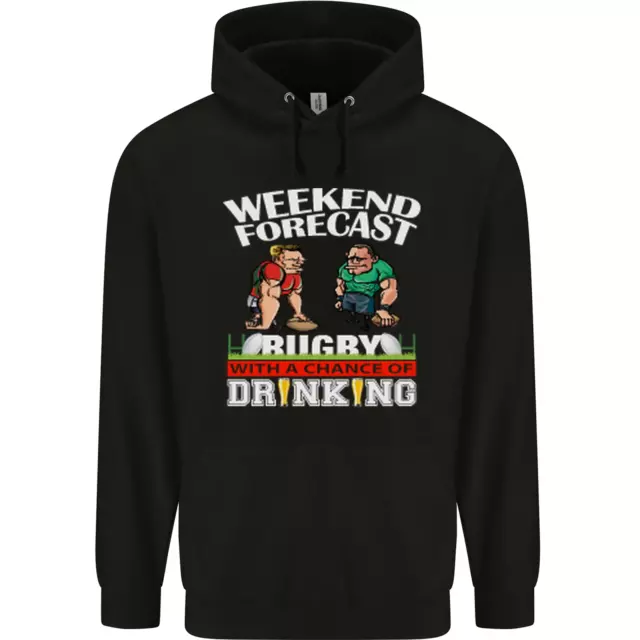 Weekend Forecast Rugby Funny Beer Alcohol Mens 80% Cotton Hoodie