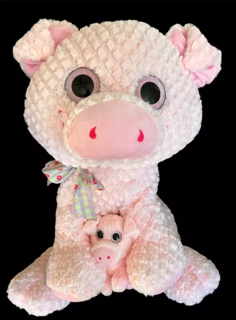 Mama Pig & Piglet Jumbo Plush Stuffed Animal Large 28" HugFun sitting Fuzzy XL