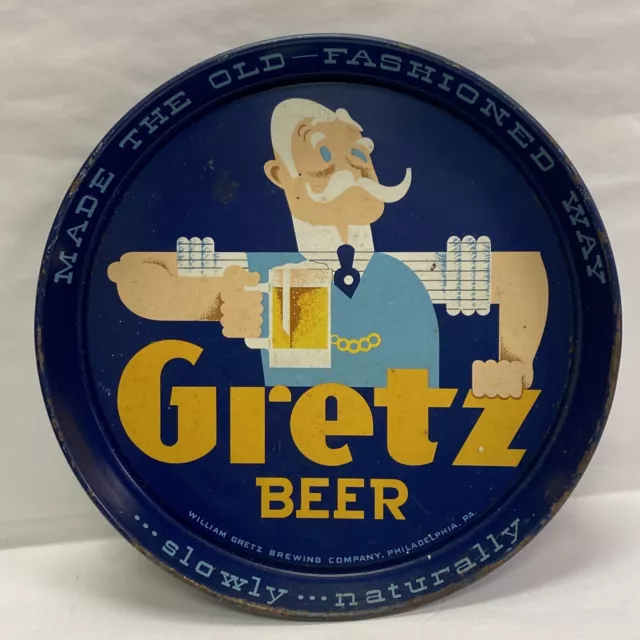 Vintage Gretz Beer 12" Metal Tray William Gretz Brewing Co Phila Pa