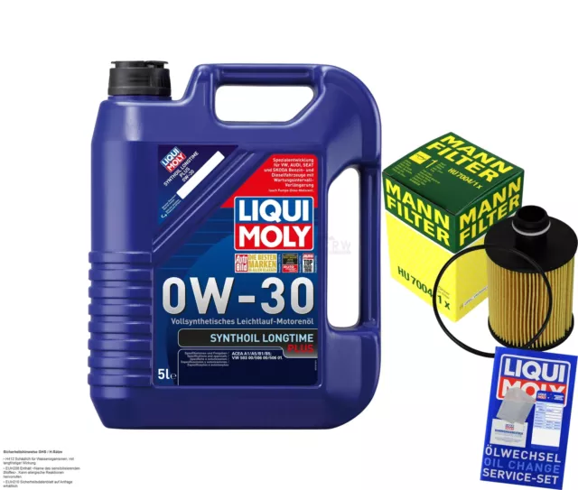 MANN-FILTER Kit Cambio aceite 5L LIQUI MOLY Synthoil Plus De Larga Data 0W-30