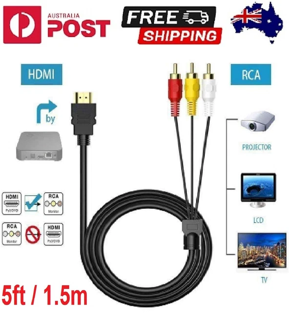 HDMI Male to 3 RCA TV HDTV DVD 1080P Audio S-video AV Cable Cord Line Adapter AU