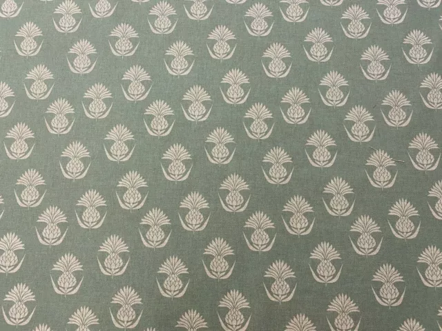 Deco Pineapple Pale Green Mint/Beige Linen 140cm wide Curtain/Upholstery Fabric