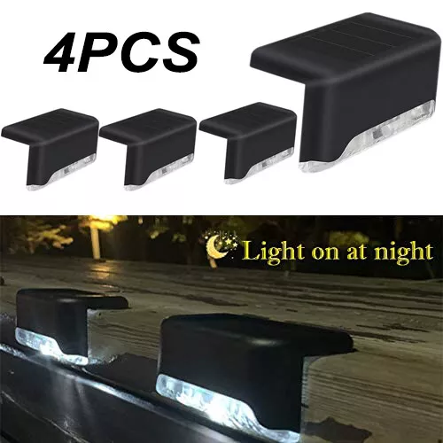 4 Solar Deck Lights Waterproof LED Steps Lamps for Outdoor  Stairs Fence Decor
