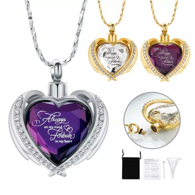 Engraved Heart Urn Necklaces Ashes Cremation Jewelry Memorial Pendant