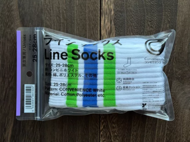 Family Mart Exclusive Convenience White Unisex Line Socks 25-28 JPN | US SELLER