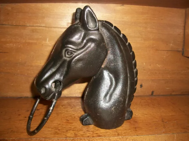 Horse Head Hitching Post Topper Cast Iron With Ring Very Nice