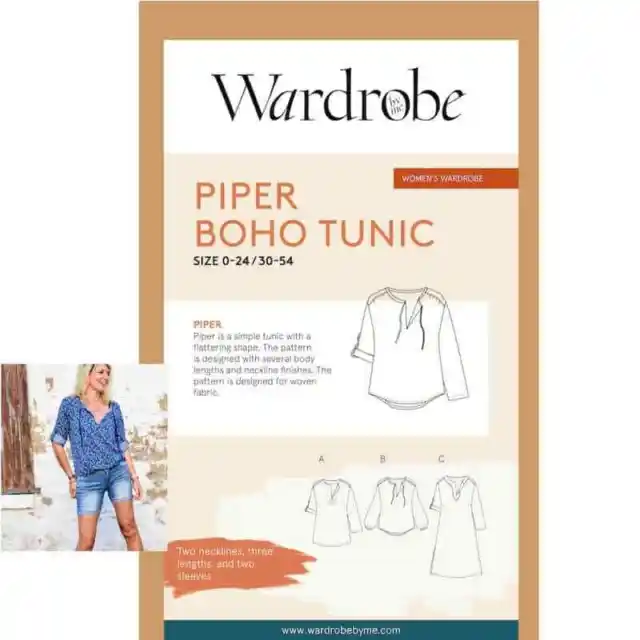Wardrobe By Me - Piper Boho Tunic / Top / Dress - Easy- Printed Sewing Pattern