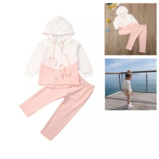 Toddler Kids Baby Girls Hooded Tracksuit T Shirt Tops Pants Outfits Clothes Set