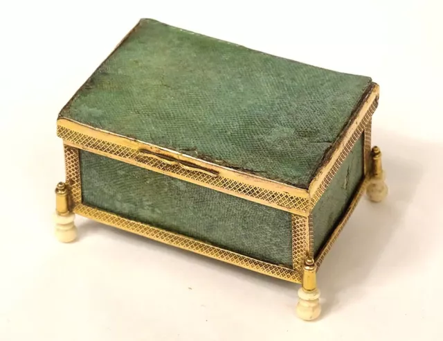 19th Century Gold Brass Galuchat Galuchat Box Small