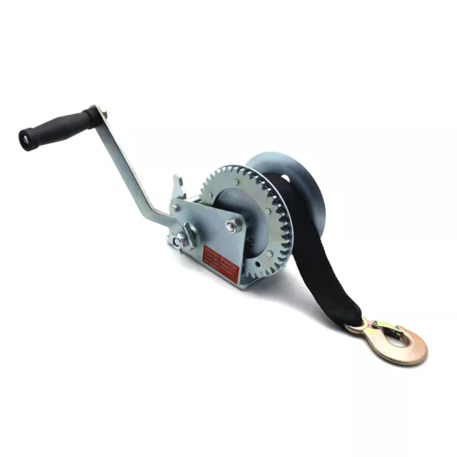 0.7kg Manuel Remorque Winch avec Crochet Et 6.1m Sangle Main Crank Bateau Tirer