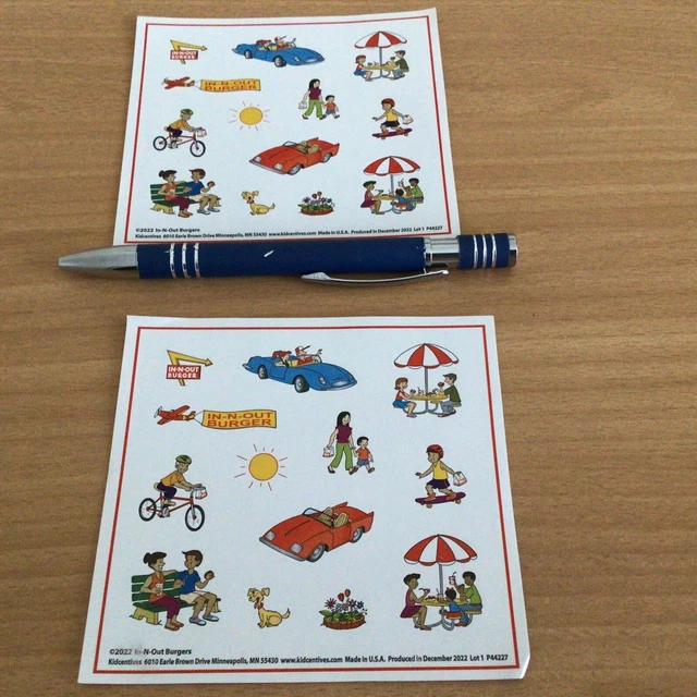 2 In-N-Out Burger Kids Sticker Collectibles Limited Edition New And Rare