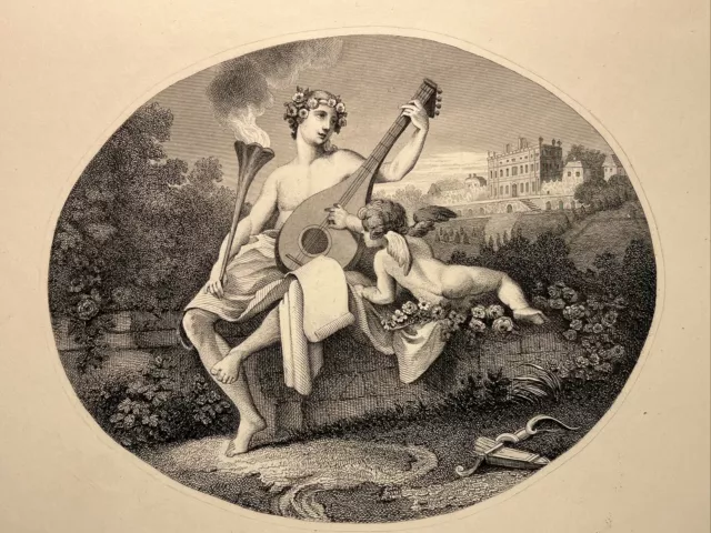 Hymen And Cupid Satire Humor 1860 William Hogarth Antik Stahlstich Engraving