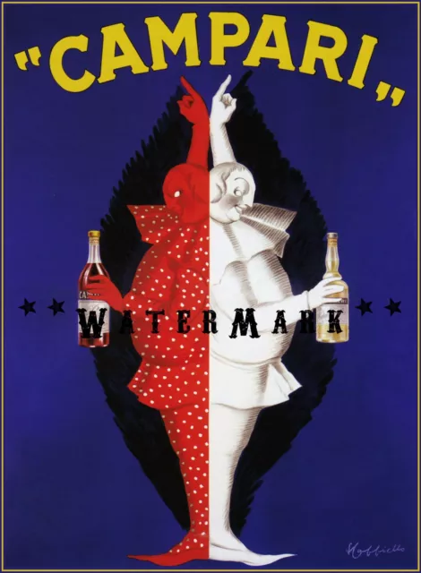 Cordial Campari 1922 Vintage Poster Print Retro Italian Liquor Bi-faced Clown