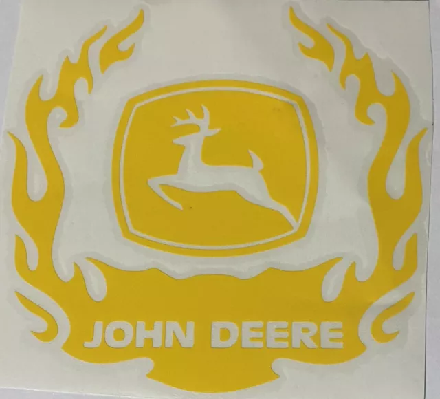 Yellow John Deere Flame Decal Sticker
