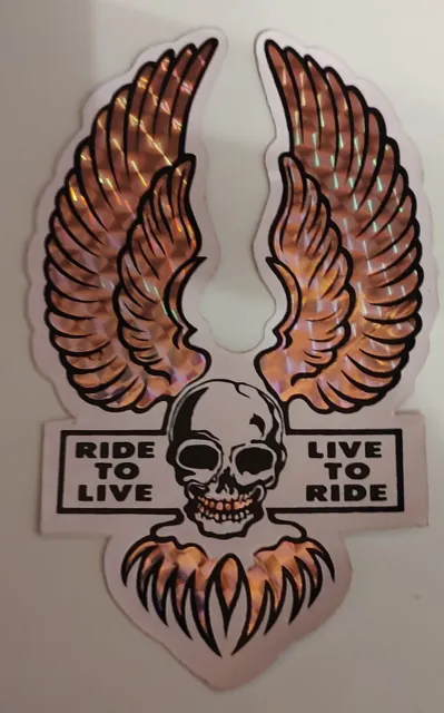 Vintage 70's/80's - Ride To Live, Live You Ride - Pink Biker Prism Sticker
