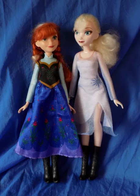 Disney Frozen Elsa & Anna Dolls Fashion Dolls x2 w/ Dresses & Boots Hasbro 2015